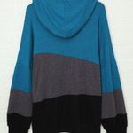 BLUE GRAY BLACK COLOR BLOCK DRAWSTRING HOODIE SIZE 1X Photo 4