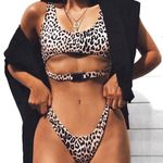 New Leopard Buckle Detail 2 Piece Bikini Set Size L Photo 0