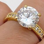 Solitaire Gold plated 7mm  Eternity Ring Size 7 Photo 3