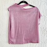 R+A Axel Glitter Cutout Asymmetrical Neck Blouse Top Disco Pink Women's Size M Size M Photo 2