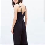 ZARA WB Navy Blue Strappy Sleeveless Cropped Jumpsuit Cut Outs Medium Photo 2