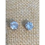Swavorski Silver Tone Stud Earrings Clear Swarovski Crystal Pierced .25" Across NEW Photo 1