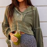 Free People Olive Hooded Sweatshirt Photo 0