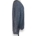 EXPRESS oversized V-neck sweater, Black white marled knit hi low hem slit sides Photo 3