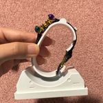 2 Rumours Watch Womens 28mm Gold Tone Crystal Bezel Braided Leather Vintage Black Photo 4