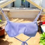 Hollister  co-ord rib skinny wrap scoop bikini top in lilac Photo 1