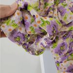 ZARA NWT  Draped Ruched Puff Sleeves Floral Lilac Bodycon Mini Dress Milkmaid XS Photo 8