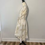 DKNY  Printed Cap Sleeve Linen Lightweight Handkerchief Hemline Midi Belted Dress Photo 5