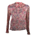 Johnny Was Silk Floral Blouse Pink Medium Photo 1