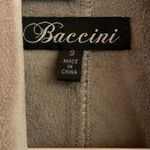 Baccini Tan/Taupe Suede Feel, Open Front Jacket. Drape Collar. Long Sleeves Photo 1