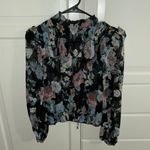 Olivaceous Black Floral Long-Sleeved Blouse Photo 0