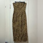 ZARA Leopard Animal Print STRAPLESS MIDI DRESS Medium Photo 4