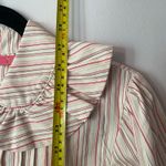 BURU Cream Pink Stripe Button Down Blouse Peter Pan Collar Women's size Medium Photo 7