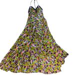 Free People FP One Green Purple High low Floral Halter Maxi Party Dress Fall Photo 12