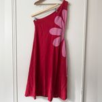 Farm Rio L Flower Cut-Out One Shoulder Midi Dress in Red and Pink Photo 8