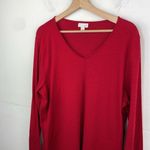 J. Jill light Sweater V Neck 3/4 sleeves pullover tunic red size Large Photo 2