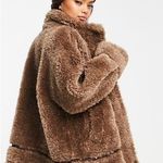 ASOS Hero Borg Brown Faux Fur Teddy Bomber Chuck on Coat Jacket 6 Petite New Photo 7