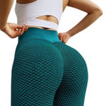 Green Checked Butt Lifting ~ Tummy Control Yoga Leggings Pants ~ XL Photo 2
