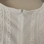 White Lace Detailing Short Sleeve Full Length Dress Flowy Bridal Wedding Event Photo 7