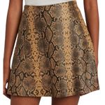 Veda Camel Brown Black Python Snake Print Genuine Leather Mini Skirt size M Size M Photo 1