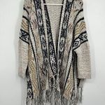 En Crême En Creme M/L Western Cardigan Knit Kimono Country Boho Festival Hippie Fringe Photo 0