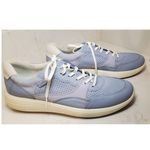 Ecco EUC Women’s Runner Sneakers Leather Light Blue Size 11 Wide EU 42 Inserts Photo 1