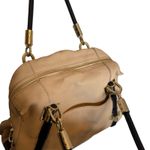 DKNY Vintage Leather Satchel Beige Black Bowler Bag Purse Handbag Photo 7