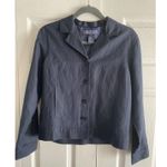 Herman Geist  Womens 6 Navy Linen Blend Jacket Quiet Luxury Derby Photo 0