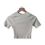Nike Zenvy Rib Women's Short-Sleeve Cropped Top XS Light Orewood Brown/White Photo 6
