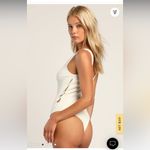 Lulus NWOT  All Buttoned Up Ivory Knit Sleeveless Side Button Bodysuit Photo 4