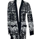 SOCIAL COLLISION Black White Patterned Long Sweater Skulls Womens Size Medium Photo 0