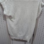 😍 White Crochet Knit Mock Neck Cap Sleeve Sweater Top Size M Photo 6