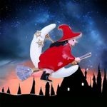 1pc Dropping Enamel Red‎ Witch White Moon Shape Brooch Pin Gold Plated Photo 3