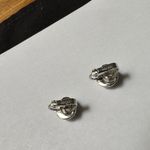 Trifari Crown Small Textured Silver Tone Clip On Earrings Signed Photo 3