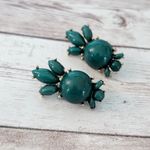 Vintage Clip On Earrings Extra Large Dark Teal Statement Just Over 1 & 3/8" Green Photo 2