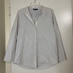 LAFAYETTE 148 new york gray stripe diamond button down cotton blouse medium Gray Photo 0