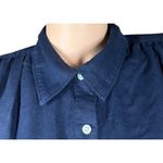 Nautica  Womens Navy Blue Linen Blend Short Sleeve Button Up Camp Shirt Size L Photo 1