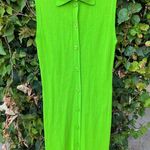 ZARA Button Up Polo Collar Knit Green Ribbed Sleeveless Mini Dress Size Medium Photo 5