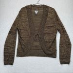 Chico's  Metallic‎ Knit Cardigan Tie Front Shrug Bronze Gold Sparkle Size 3 US XL Photo 0