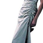 House of Harlow 1960 Silver Gray Sleeveless Satin Ruched MIDI Dress Blue Size XS Photo 0