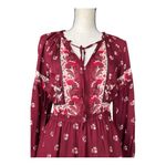 Lucky Brand Border Print Maroon Red Peasant Floral Pattern Dress Size S Photo 7