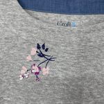 Croft & Barrow GRAY & BLUE LAYERED LOOK FLORAL DESIGN LONG SLEEVE TOP SMALL Photo 1