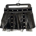 BODY RAGE SPENCERS Black Faux Leather Skirt With Tulle‎ Hem Silvertone Hearts L Size undefined Photo 1