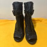 Karl Lagerfeld  Black Blayze Embellished Strap Peep Toe Shooties Women size 7.5 Photo 3