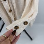 Free People  All About The Feels M Gauze Cotton Button Up Top Ivory Boho Peasant Photo 4