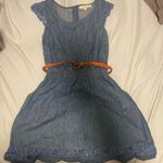 Rewind Denim Lace Belted Mini Dress Photo 0