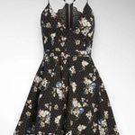 LOVE, NICKIE LEW Black Floral Spaghetti Strap Mini Skater Dress Size Small } EUC Photo 0