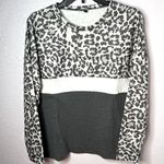 RXRXCOCO Leopard Animal Print Pullover Sweater Cozy Chic Top Size Small New! Gray Photo 0