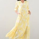 Chico's Chico’s tiered paisley maxi dress yellow white size 8/10P spring Easter wedding Photo 0
