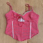 White Fox Boutique White Fox Cami Corset Top Gingham Size S Red White Photo 0
